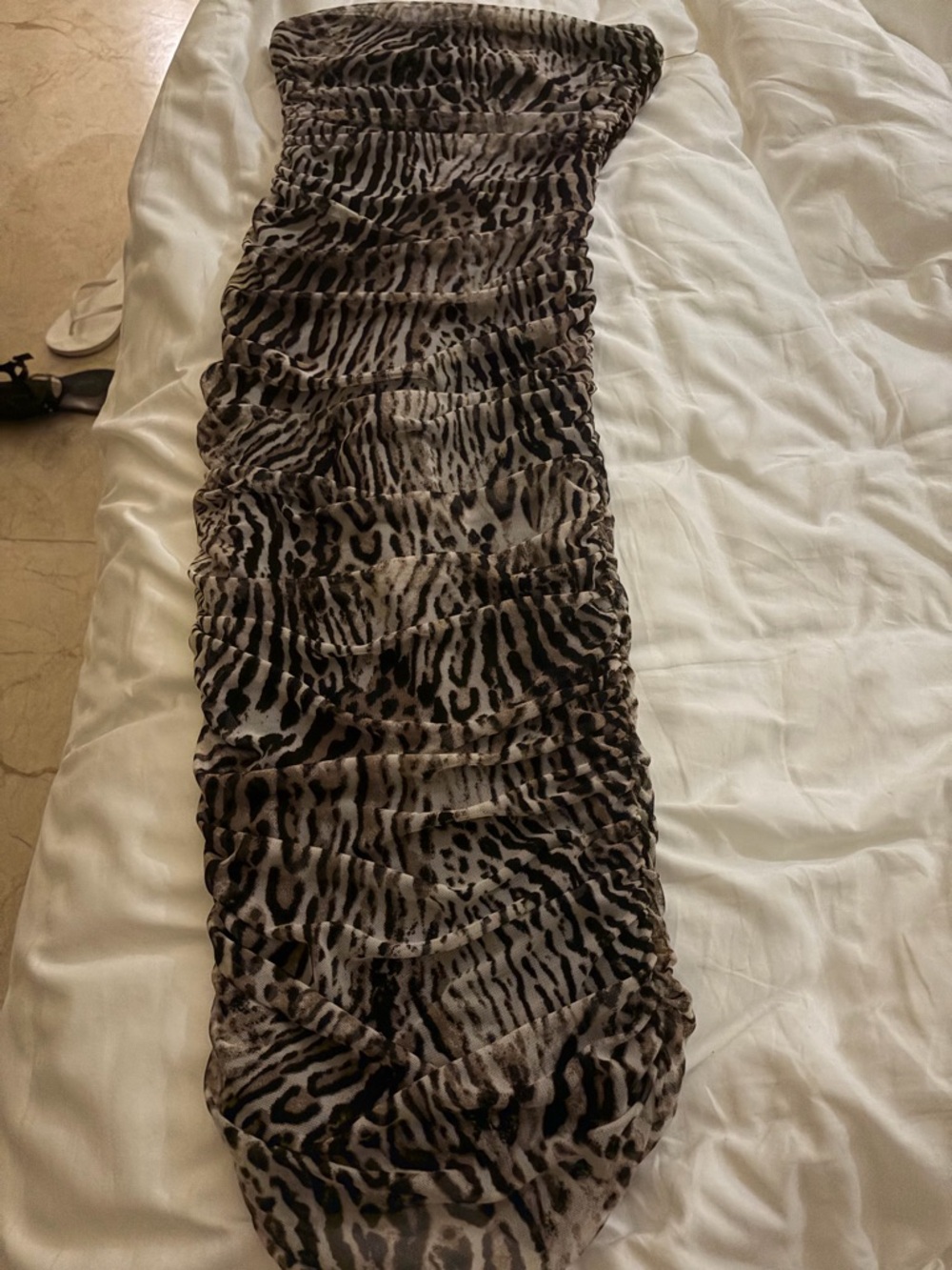 Animal Print leopard Ruched Tube Dress - Brown/Black